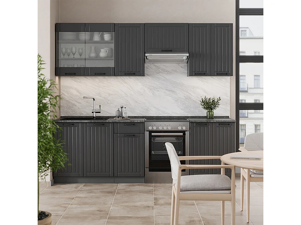 Cuisine gris foncé 240x60x81.6 fame-line