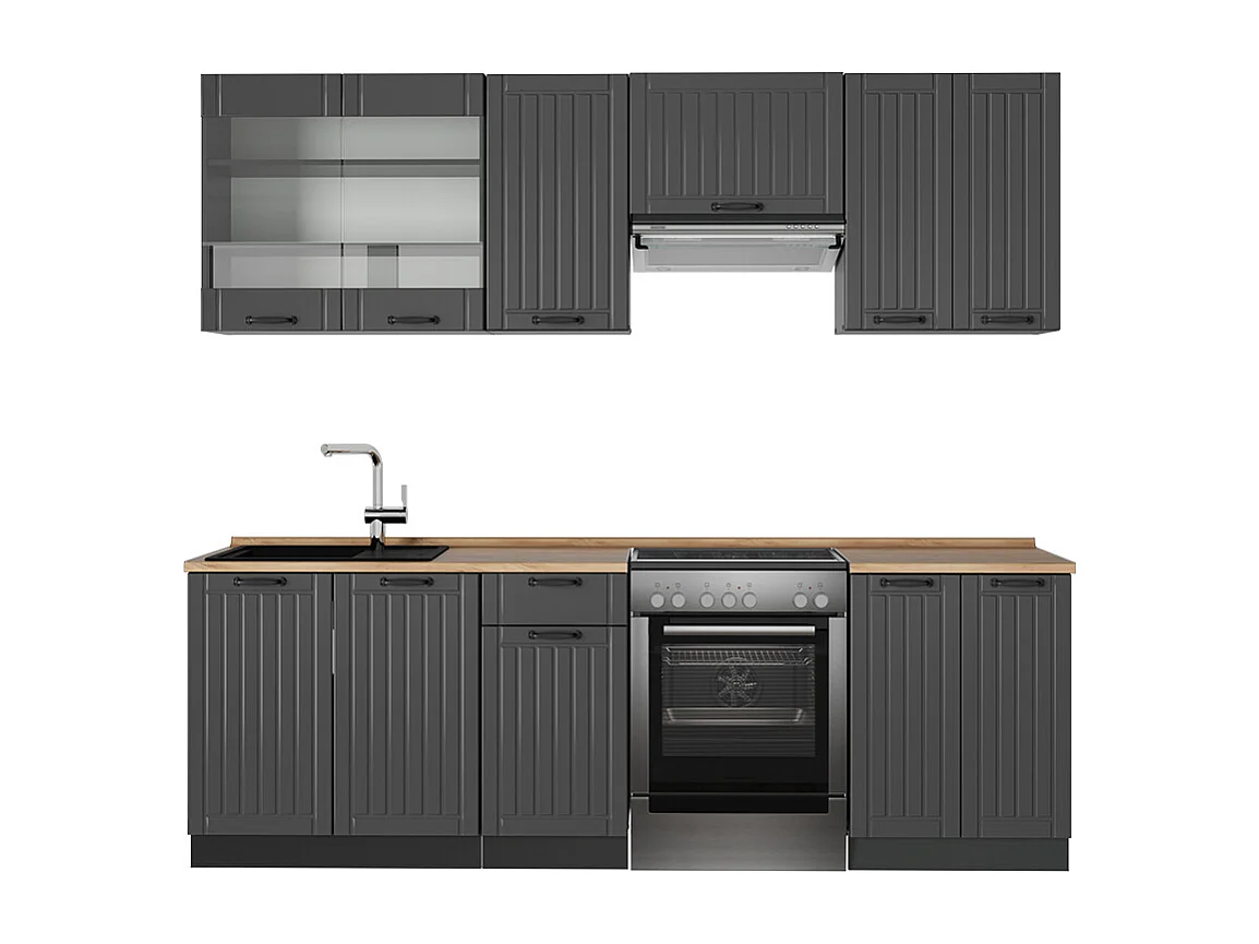 Køkkenrække mørkegrå 240x60x81.6 fame-line