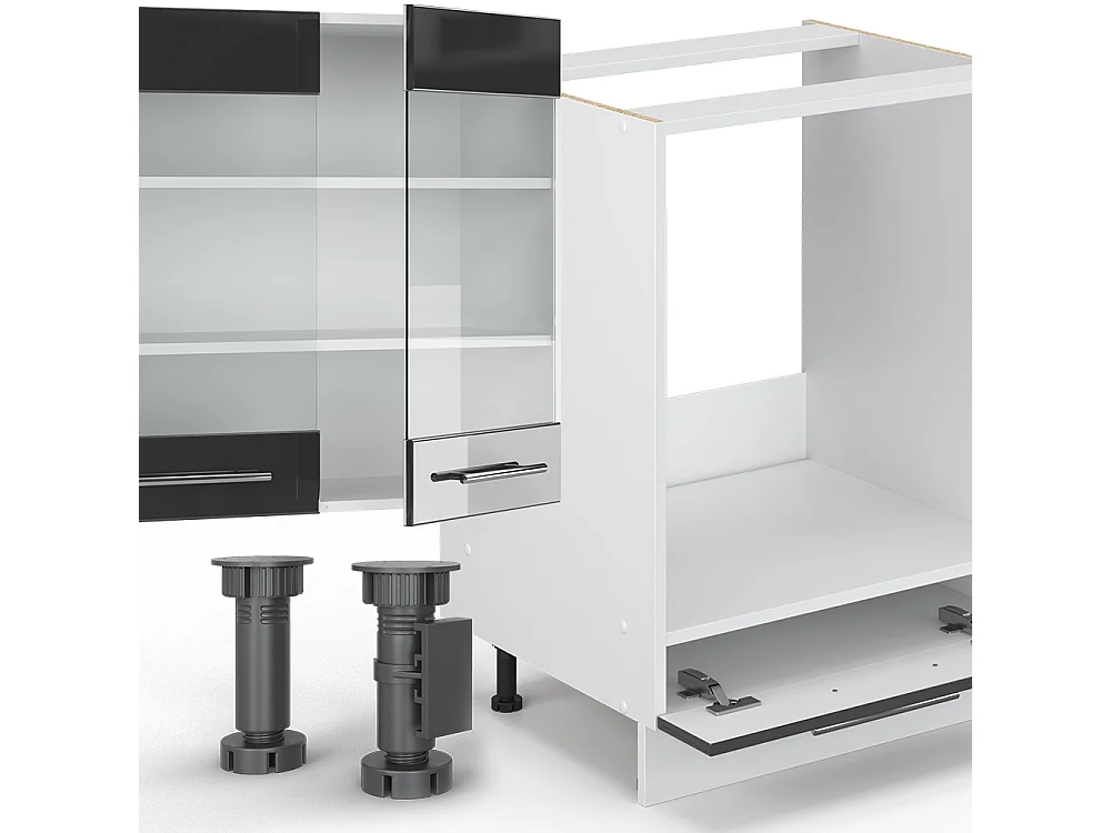 Kitchenette antracite alto brilho/branco 355x60x81.6 fame-line