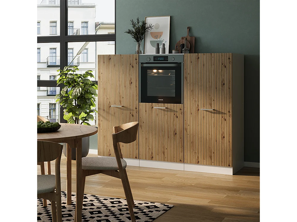 Bloque de cocina roble artesanal/blanco 180x46x81.6 r-line