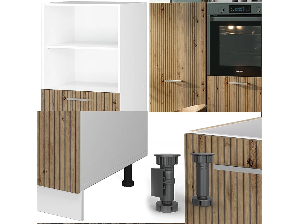 Bloc cuisine artisan chêne/blanc 180x46x81.6 r-line