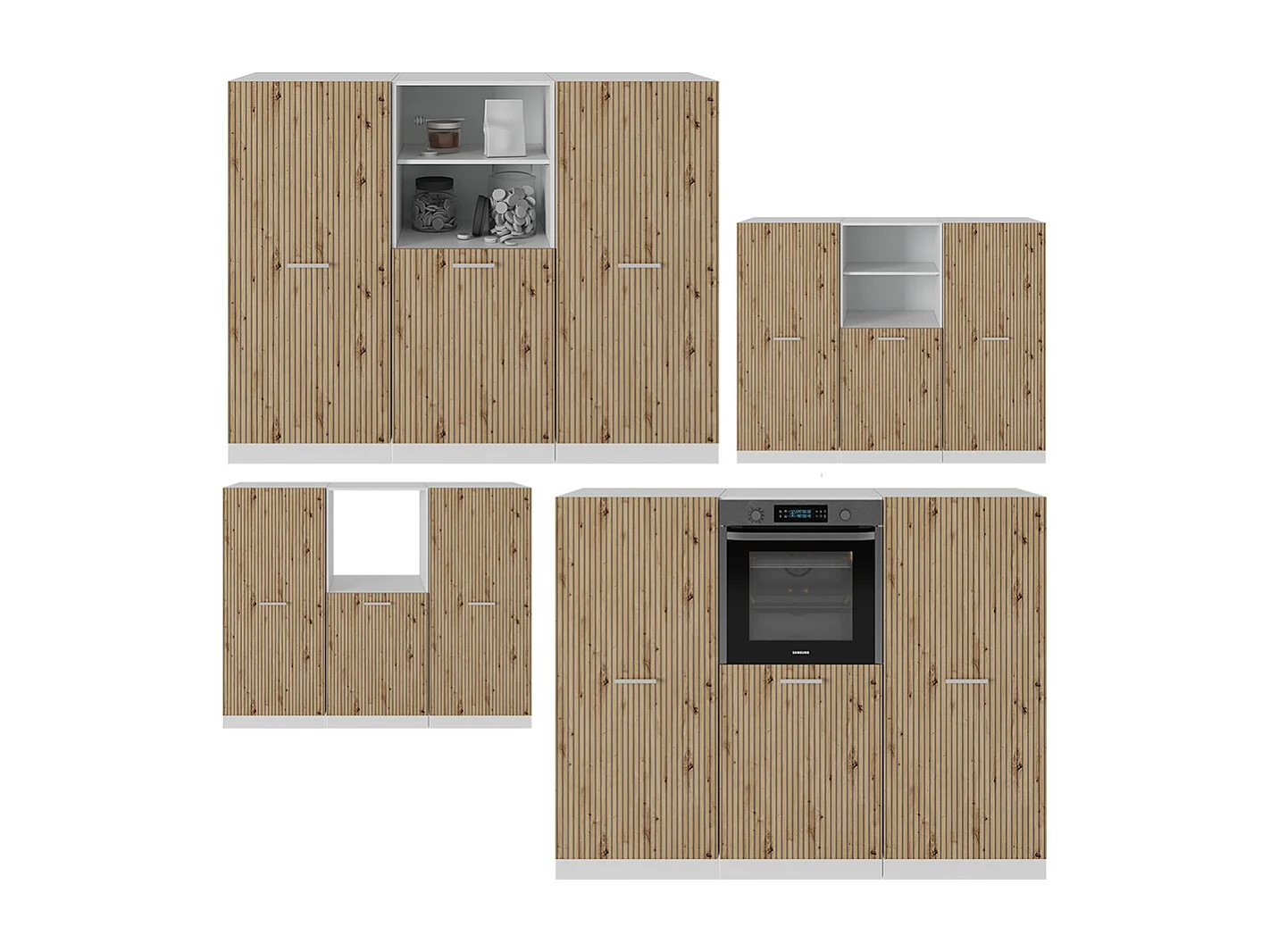 Bloc cuisine artisan chêne/blanc 180x46x81.6 r-line