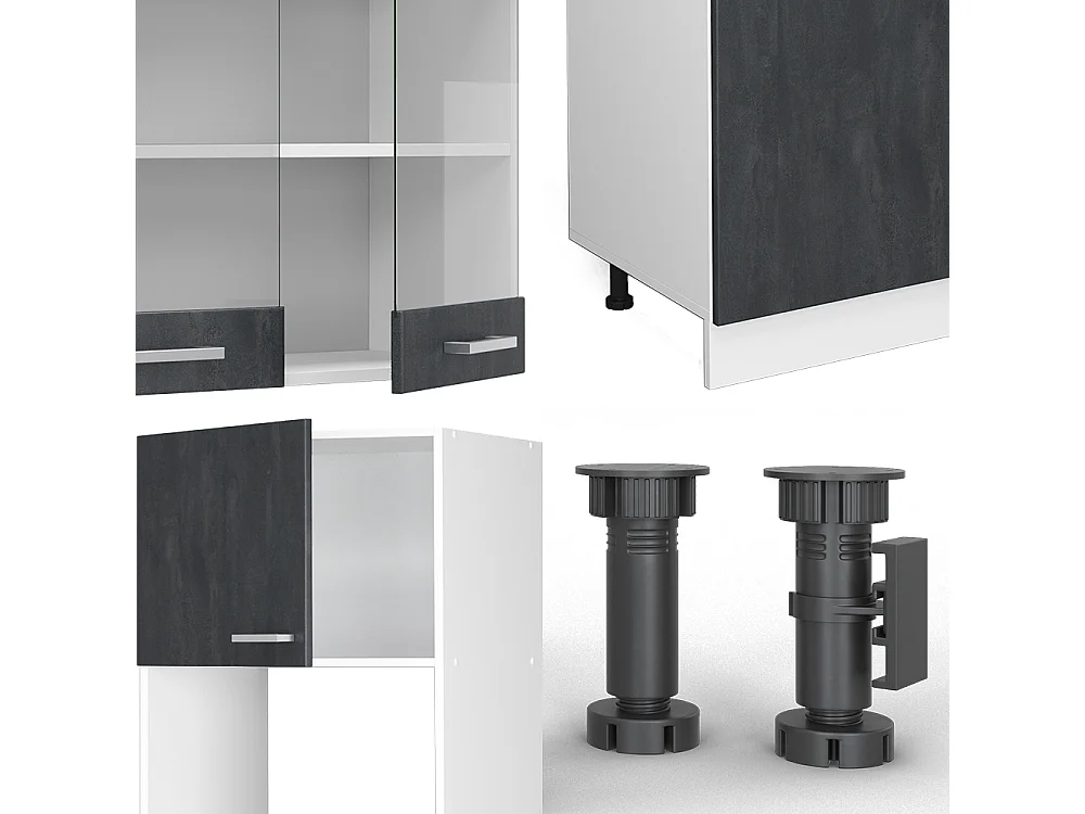 Mueble de cocina hormigón negro/blanco 300x60x81.6 r-line