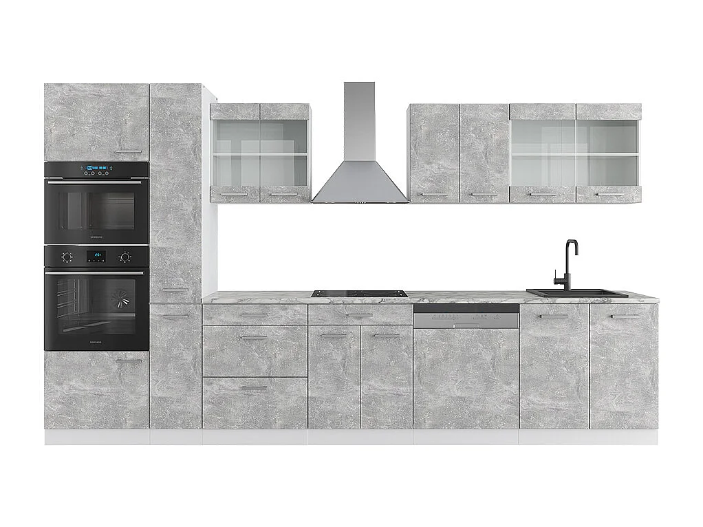 Cucina  cemento/bianco 350x60x81.6 r-line