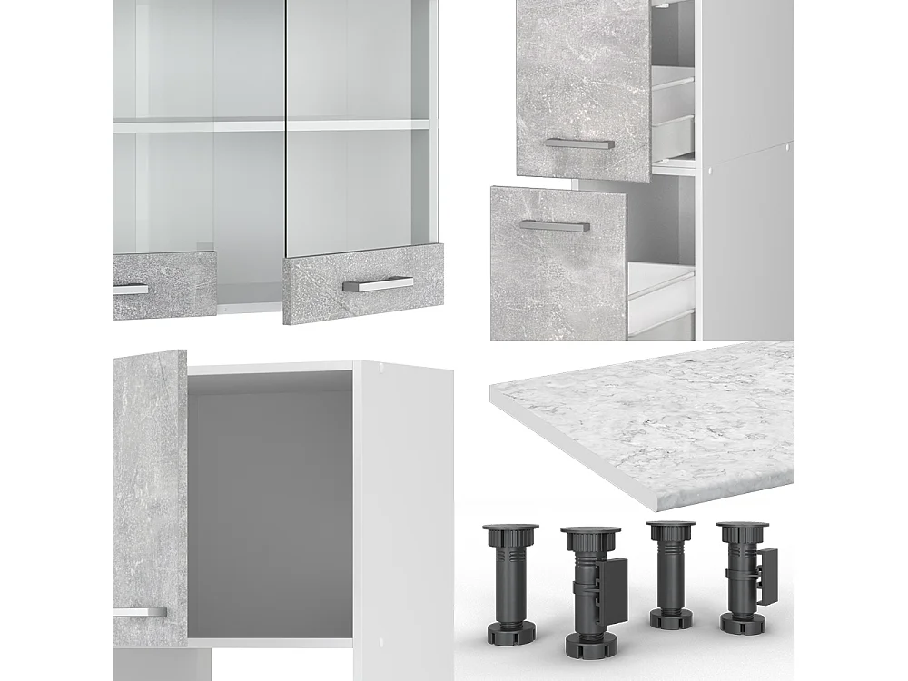 Cucina  cemento/bianco 350x60x81.6 r-line