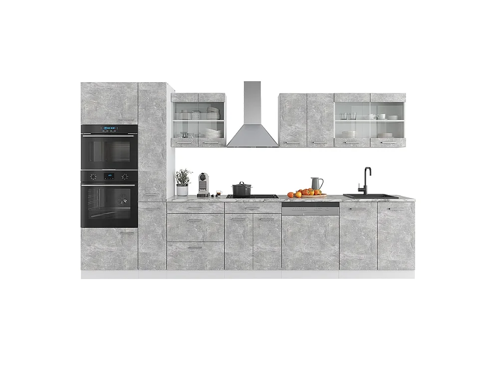 Cuisine  béton/blanc 350x60x81.6 r-line