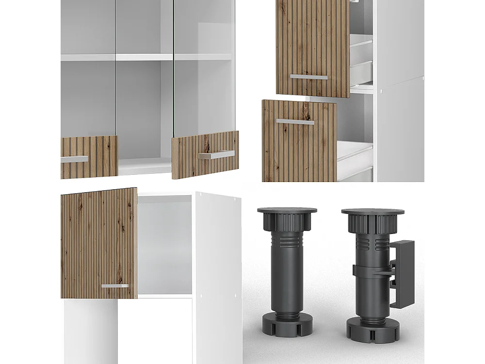 Zabudowa kuchenna dąb rzemieślniczy/biały 350x60x81.6 r-line