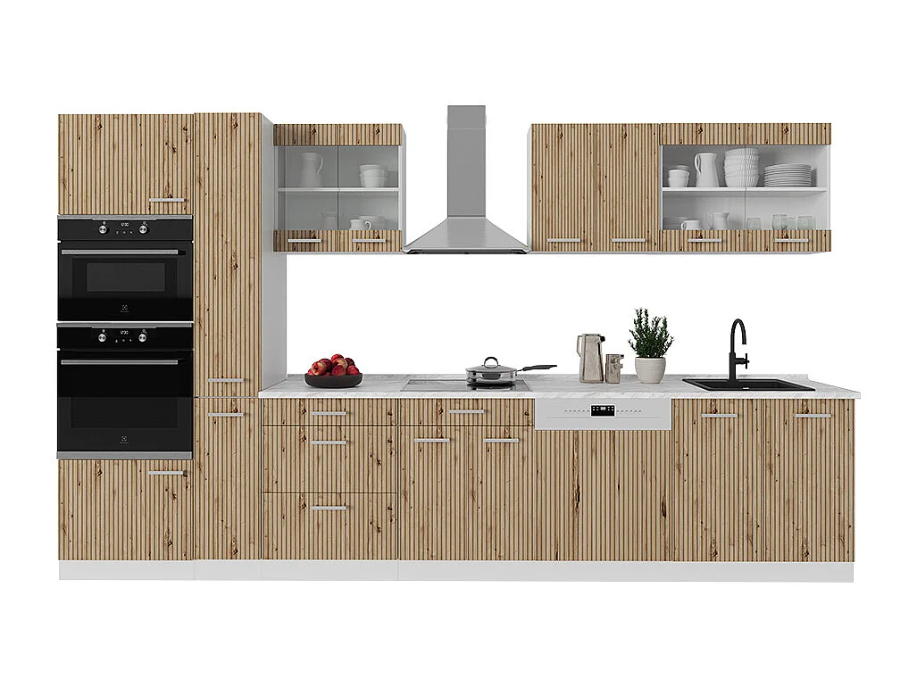 Zabudowa kuchenna dąb rzemieślniczy/biały 350x60x81.6 r-line