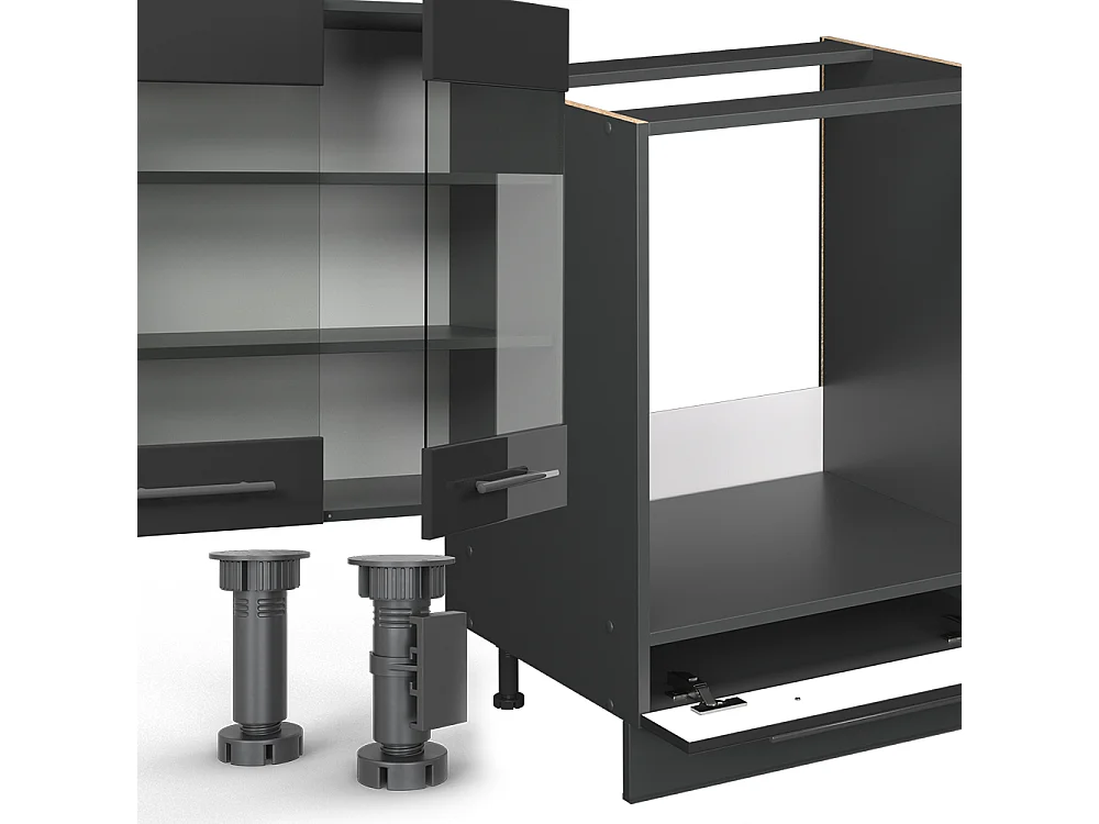 Kitchenette antracite alto brilho 355x60x81.6 fame-line
