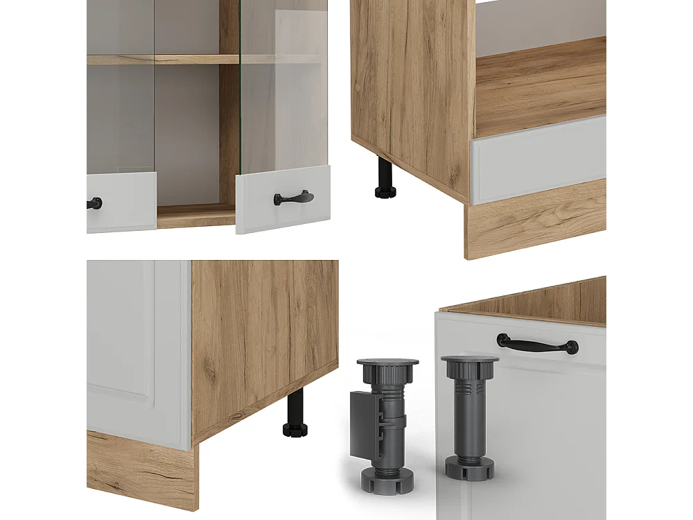 Cuisine en angle blanc campagnard/chêne doré 287x60x81.6 r-line