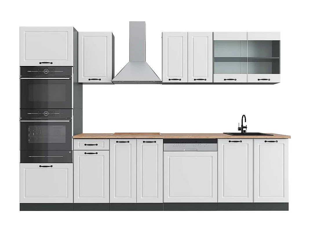 Mueble de cocina casa de campo blanca/antracita 300x60x81.6 r-line