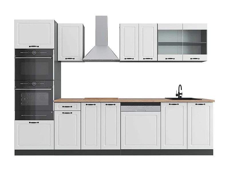 Complete keukeneenheid landhuis wit/antraciet 300x60x81.6 r-line