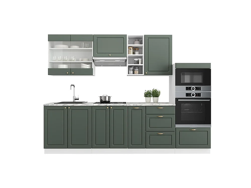 Cuisine vert-or landhaus/blanc 280x46x81.6 fame-line