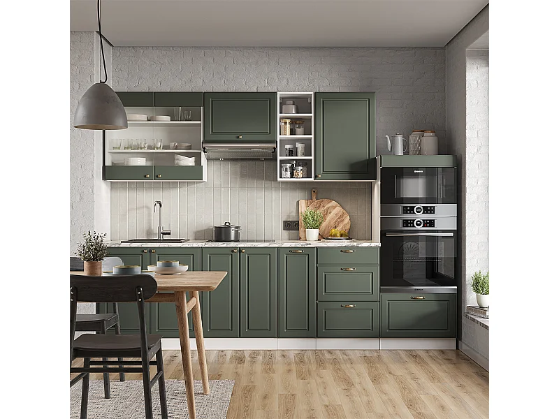 Cuisine vert-or landhaus/blanc 280x46x81.6 fame-line