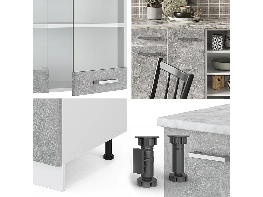 Mueble de cocina hormigón/blanco 240x60x81.6 r-line