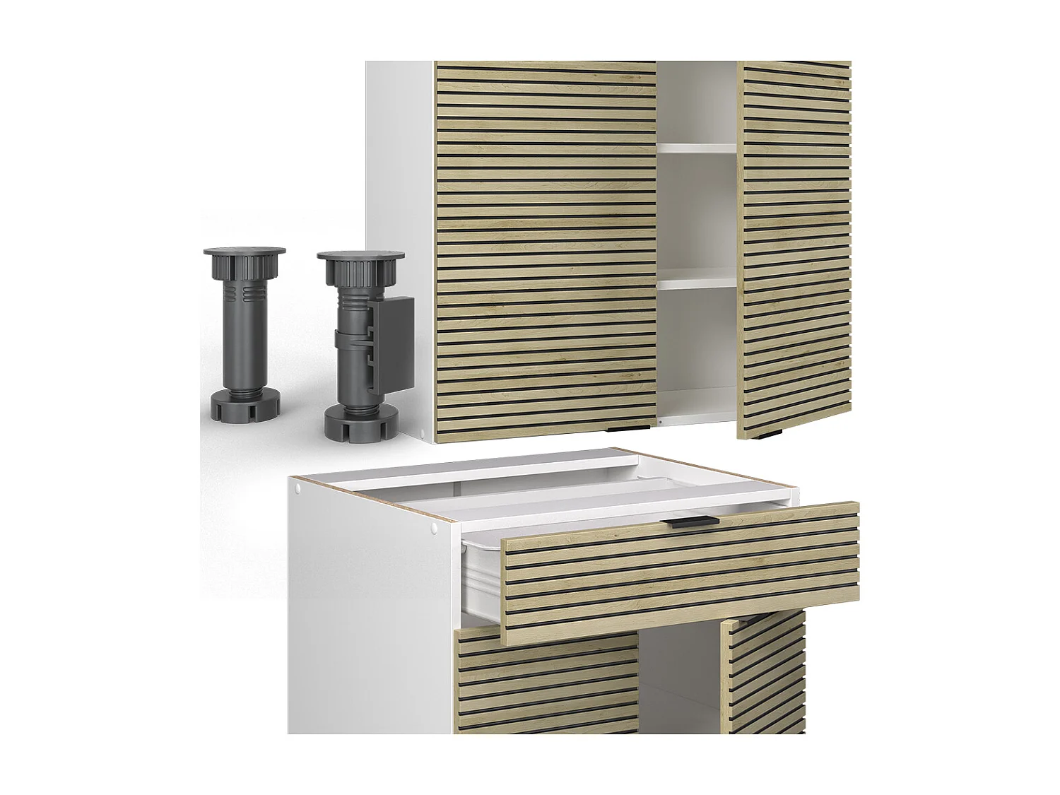 Cucina completa pannello di quercia/bianco 140x60x81.6 fame-line