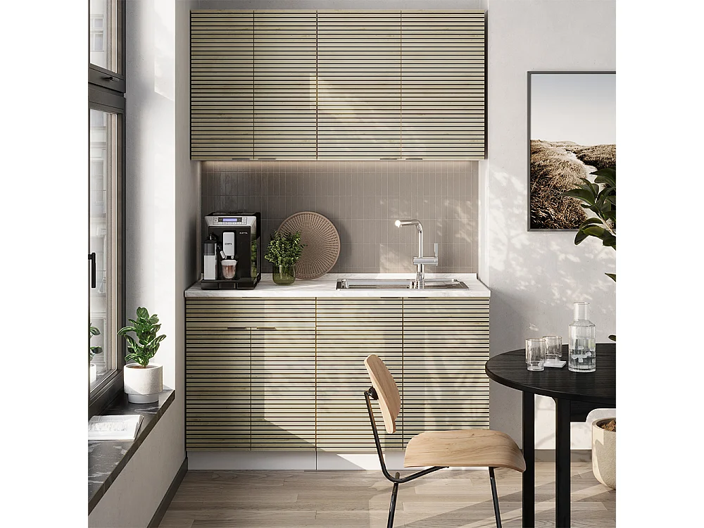 Singlekøkken egetræspanel/hvid 140x60x81.6 fame-line