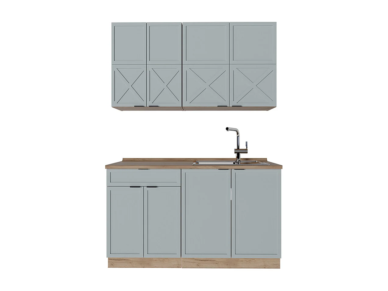 Cuisine bleu clair-gris/chêne force dor 140x60x81.6 fame-line