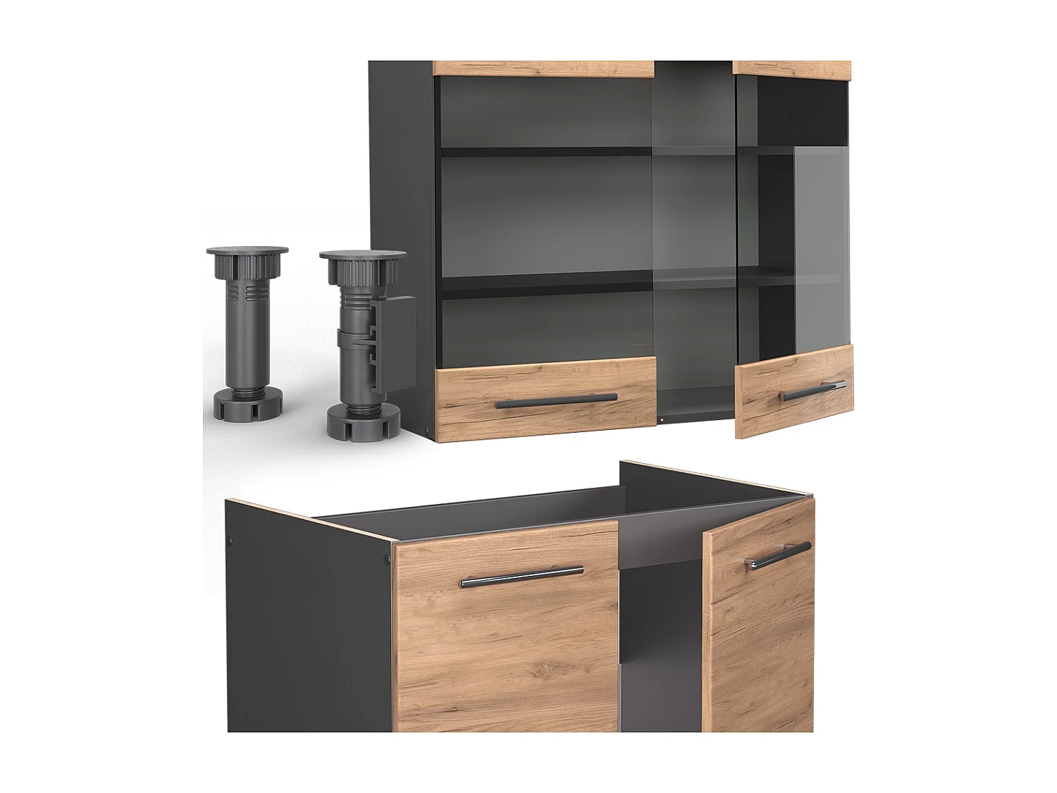 Cuisine chêne doré/anthracite 200x60x81.6 fame-line