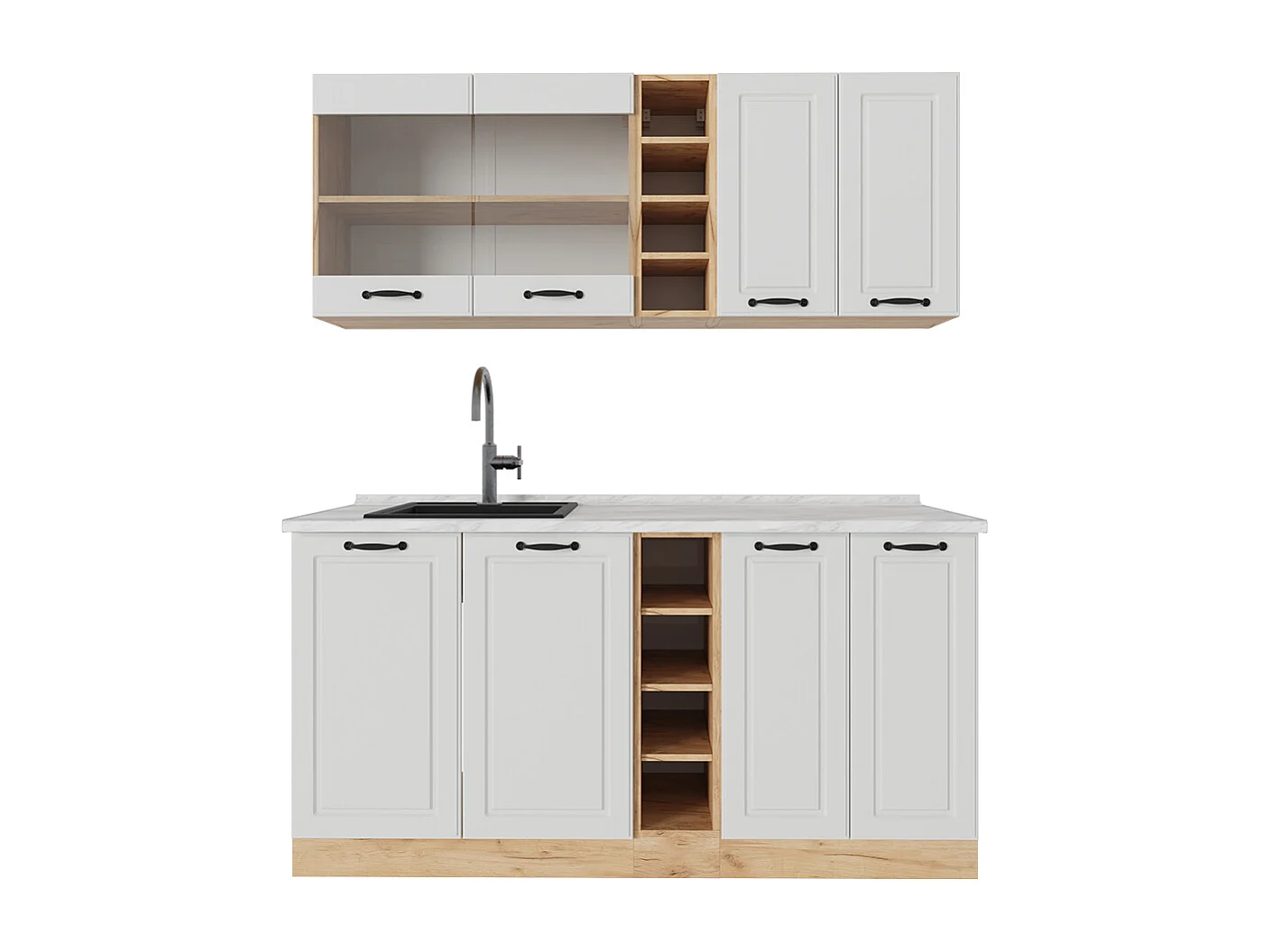 Cuisine blanc campagnard/chêne doré 160x60x81.6 r-line