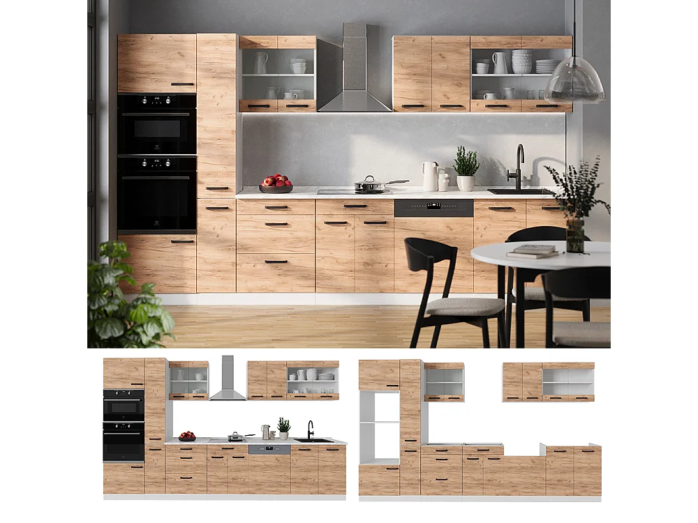 Cucina componibile quercia dorata/bianco 350x46x81.6 r-line