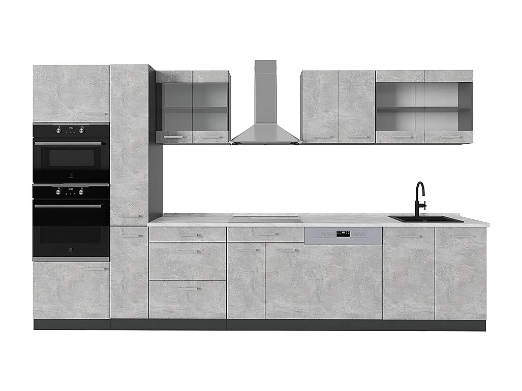 Küchenzeile beton/anthrazit 350x60x81.6 r-line