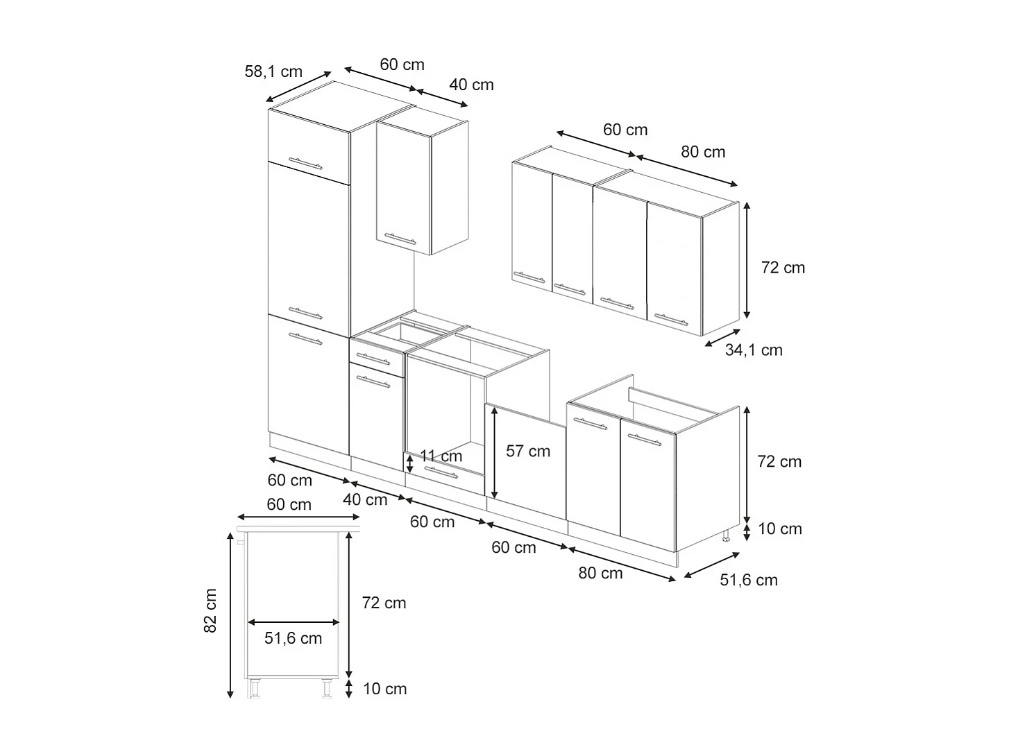 Küchenzeile eiche paneel/goldkraft eiche 300x60x81.6 fame-line
