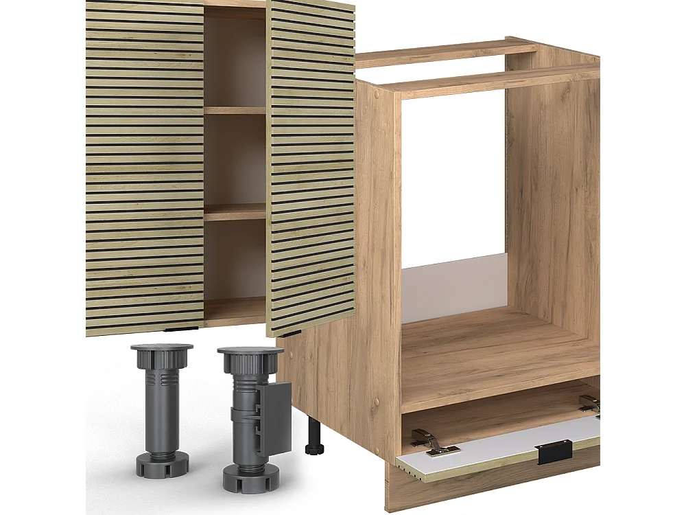 Küchenzeile eiche paneel/goldkraft eiche 300x60x81.6 fame-line