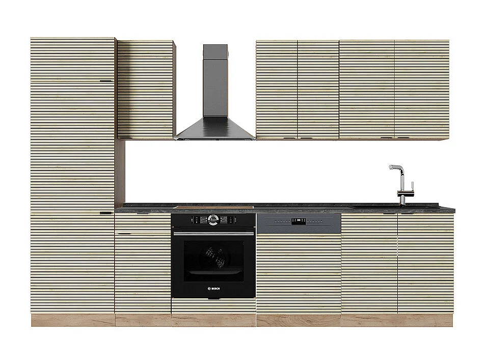 Cuisine chêne lambris/chêne doré 300x60x81.6 fame-line