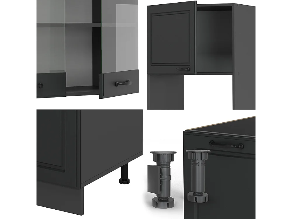 Cuisine en angle anthracite maison de campagne/anthracite 247x60x81.6 r-line