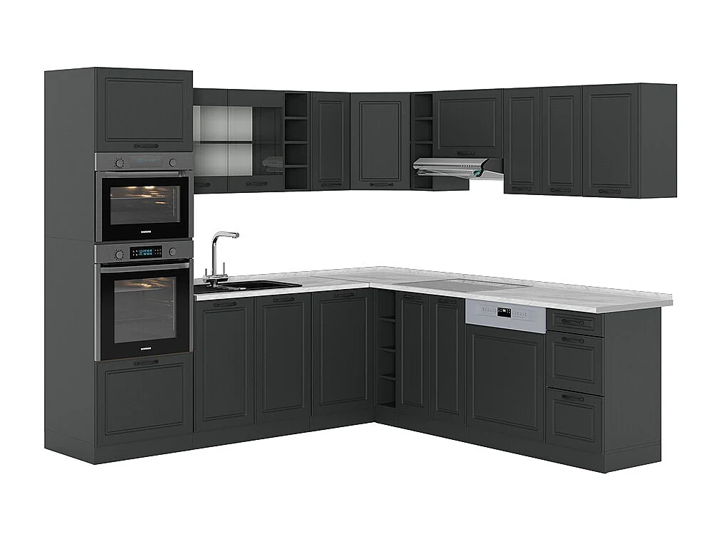 Cuisine en angle anthracite maison de campagne/anthracite 247x60x81.6 r-line