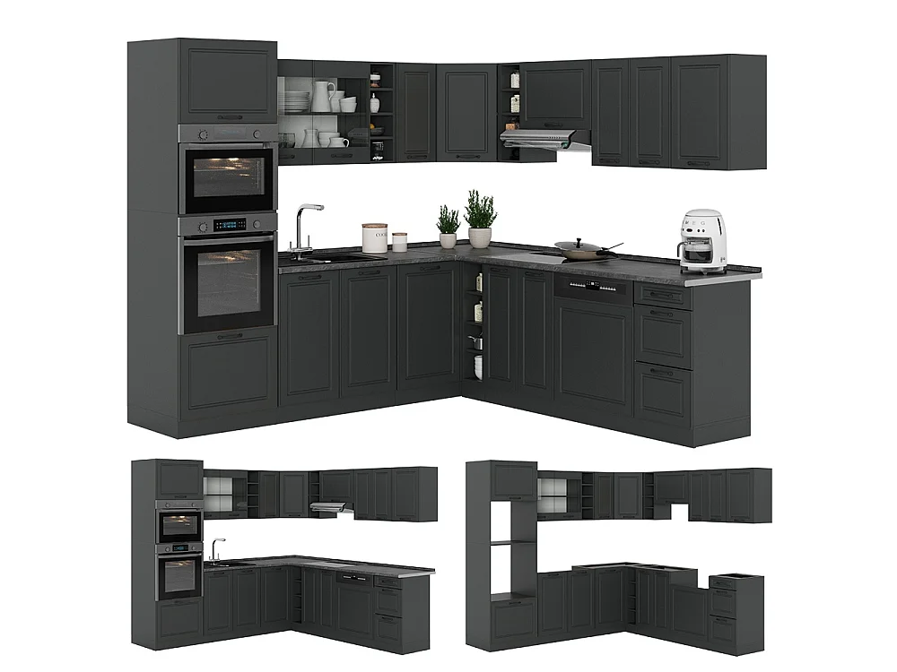 Cuisine en angle anthracite campagne/anthracite 247x60x81.6 r-line