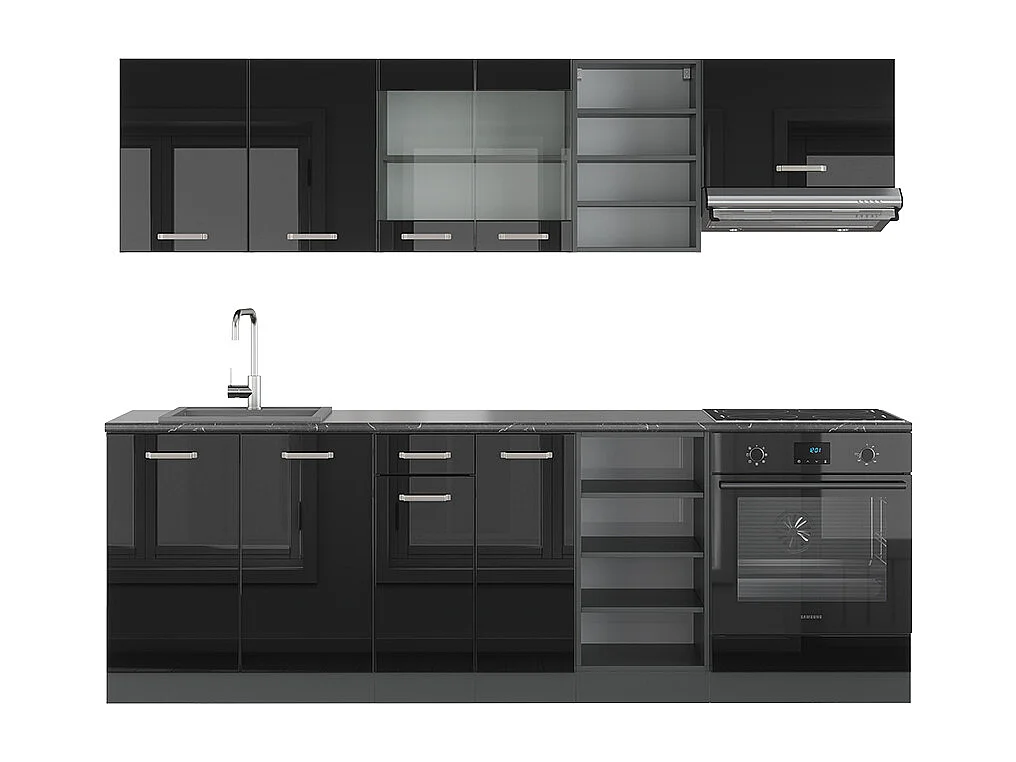 Cuisine noir brillant/anthracite 240x60x81.6 r-line