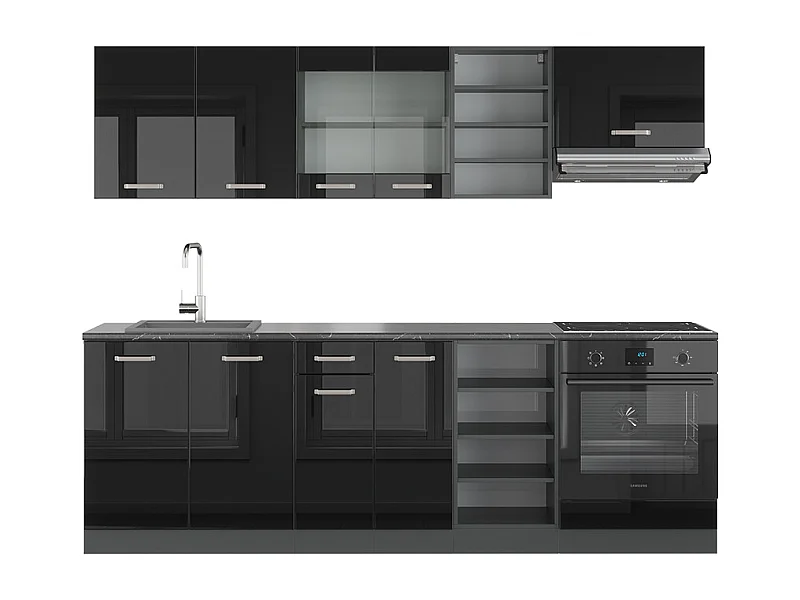 Cuisine noir brillant/anthracite 240x60x81.6 r-line