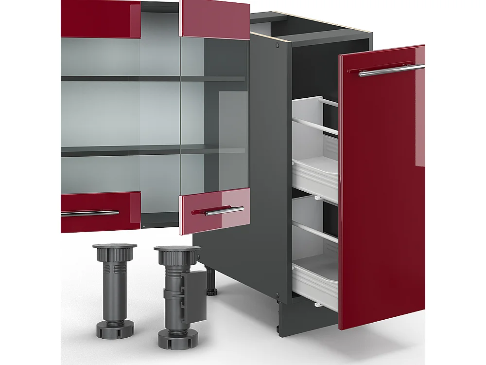 Cuisine bordeaux haute brillance/anthracite 280x60x81.6 fame-line