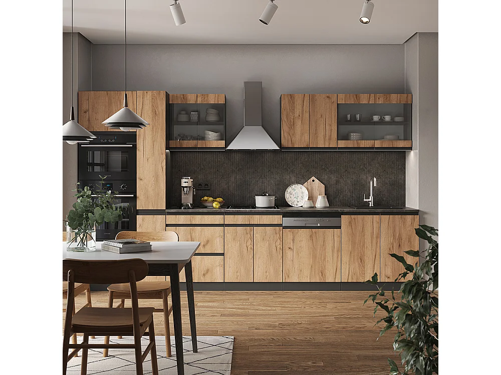 Cuisine chêne doré/anthracite 350x46x81.6 r-line