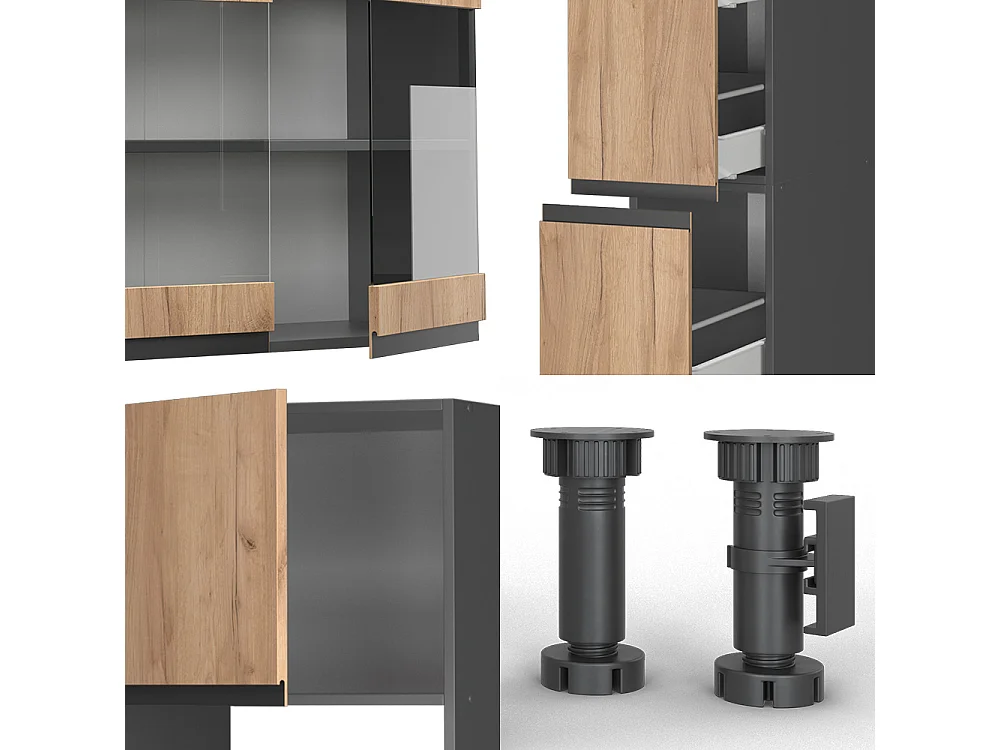 Cuisine chêne doré/anthracite 350x46x81.6 r-line