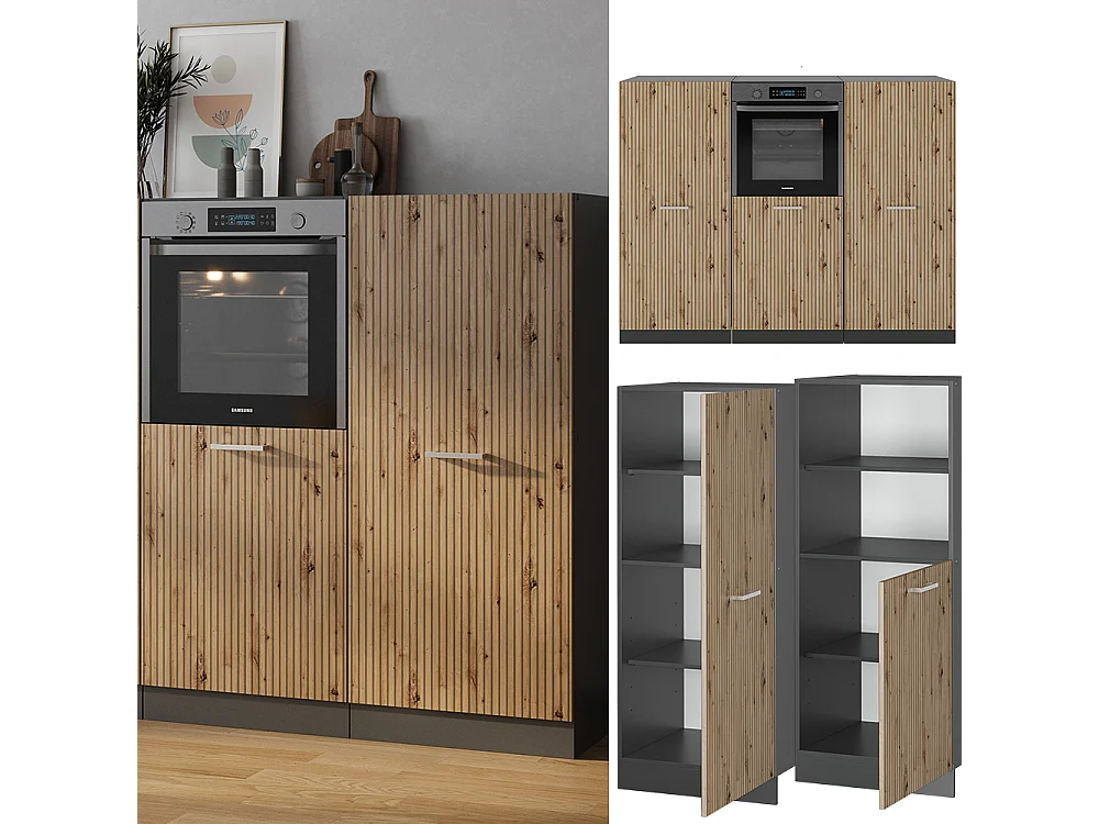 Bloc cuisine chêne artisan/anthracite 180x46x81.6 r-line