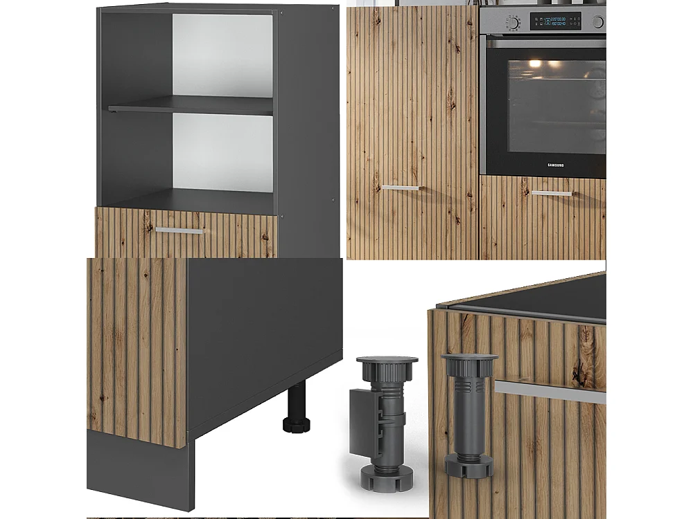 Bloc cuisine chêne artisan/anthracite 180x46x81.6 r-line