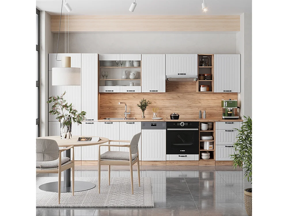 Mueble de cocina blanco casa de campo 355x46x81.6 fame-line