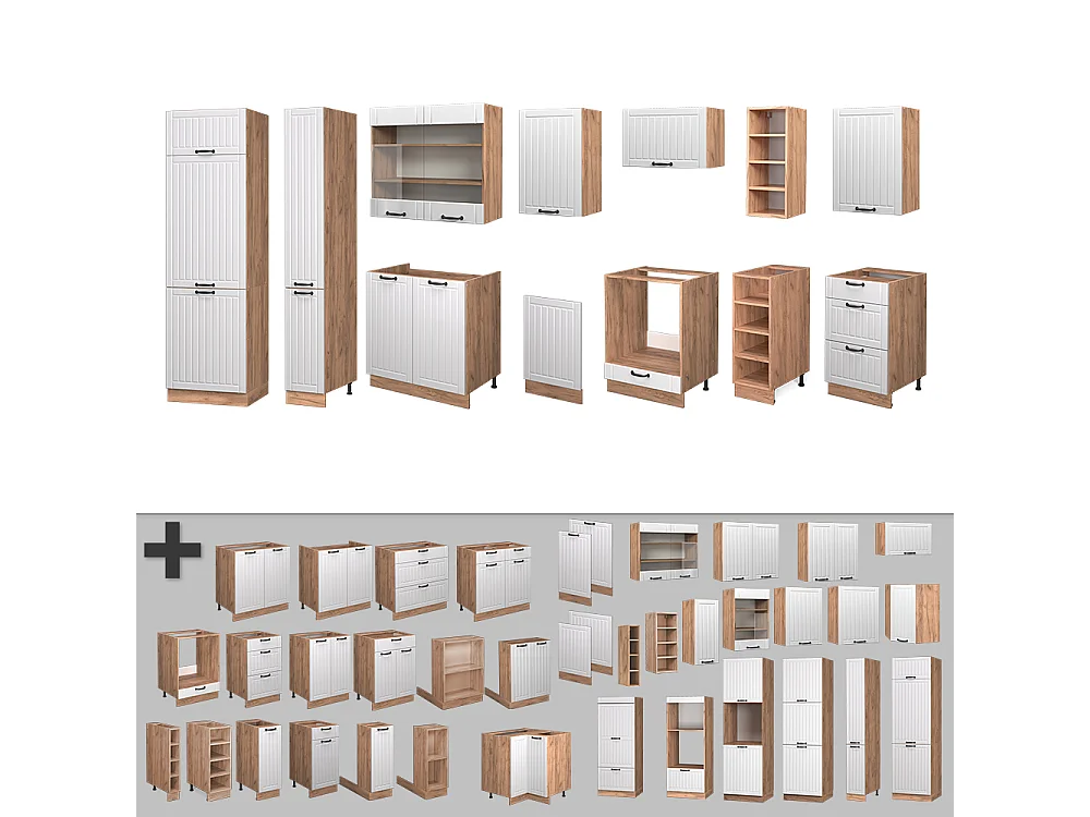 Mueble de cocina blanco casa de campo 355x46x81.6 fame-line