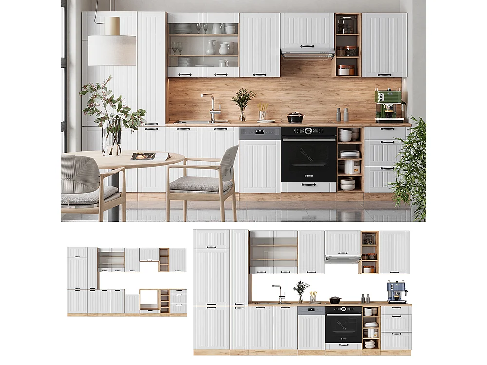 Küchenzeile weiß landhaus 355x46x81.6 fame-line