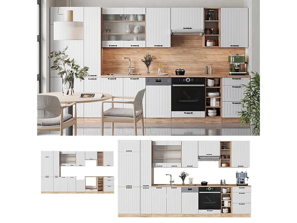 Küchenzeile weiß landhaus 355x46x81.6 fame-line