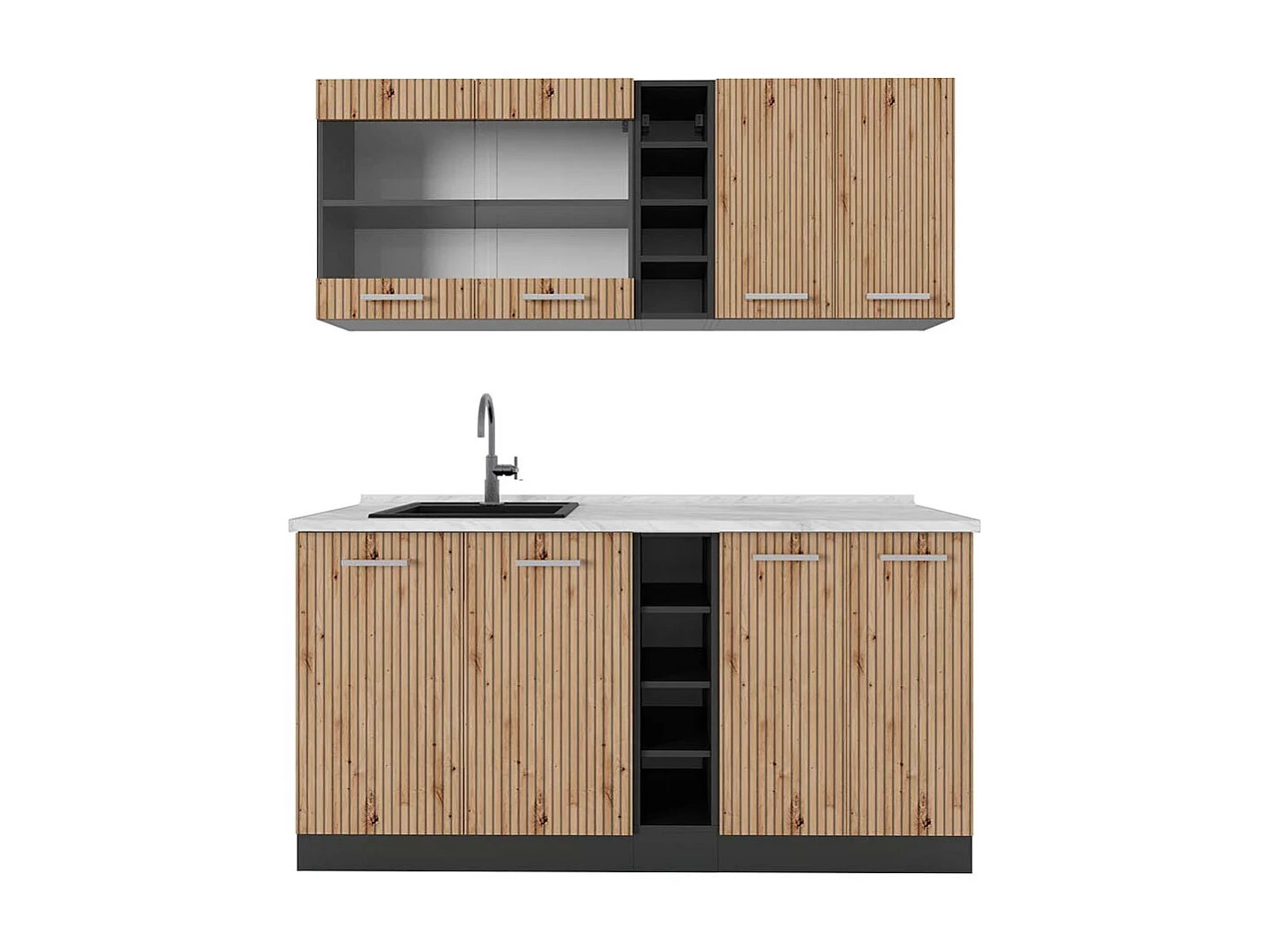 Singleküche artisan eiche/anthrazit 160x60x81.6 r-line