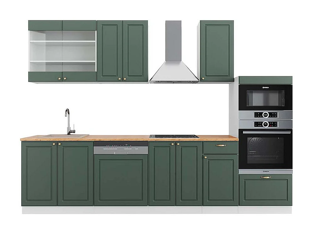 Cucina componibile verde-oro country house/bianco 300x60x81.6 fame-line