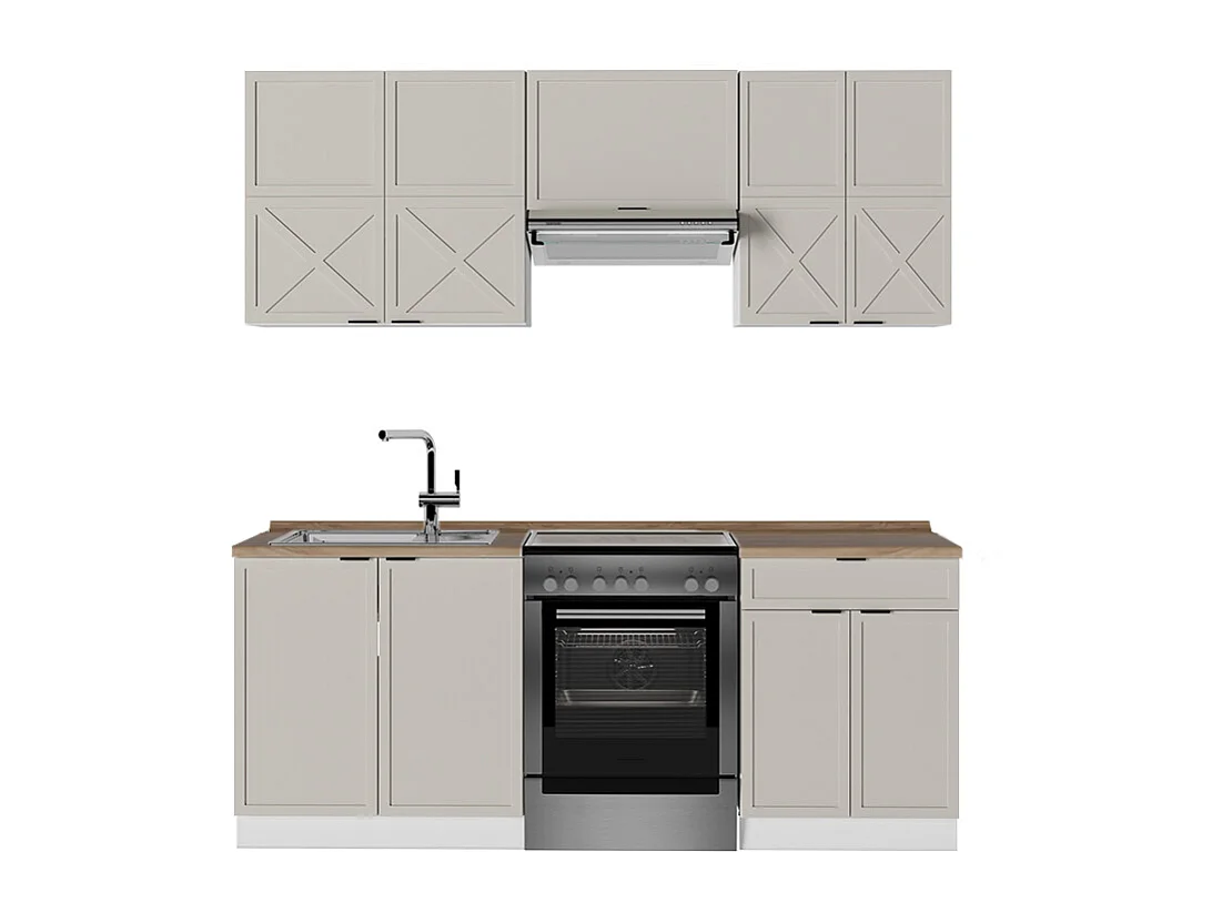Cuisine grisbeige/blanc 200x60x81.6 fame-line