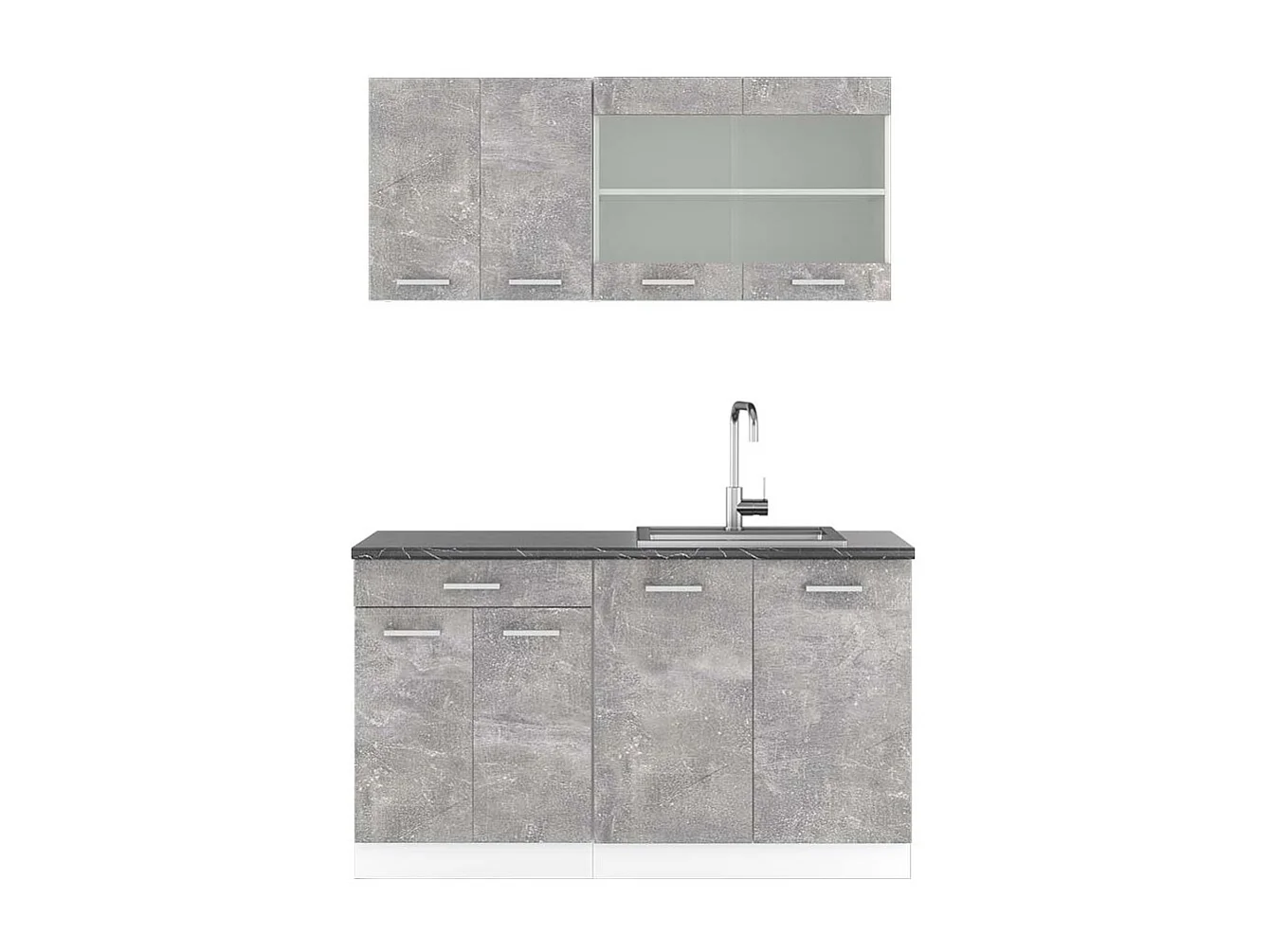 Singleküche beton/weiß 140x60x81.6 r-line