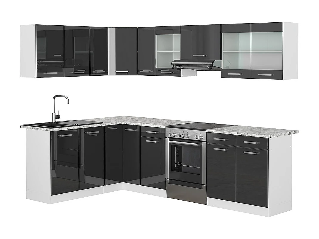 Eckküche anthrazit hochglanz/weiß 270x60x81.6 rick