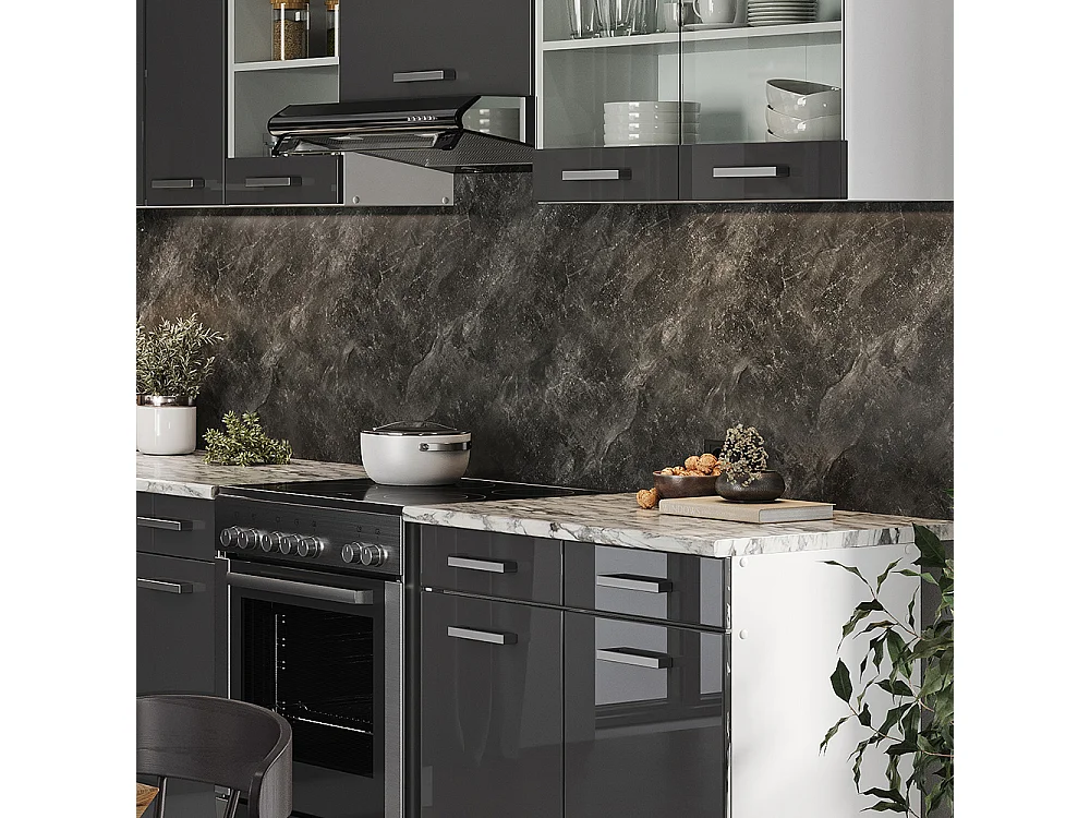 Eckküche anthrazit hochglanz/weiß 270x60x81.6 rick