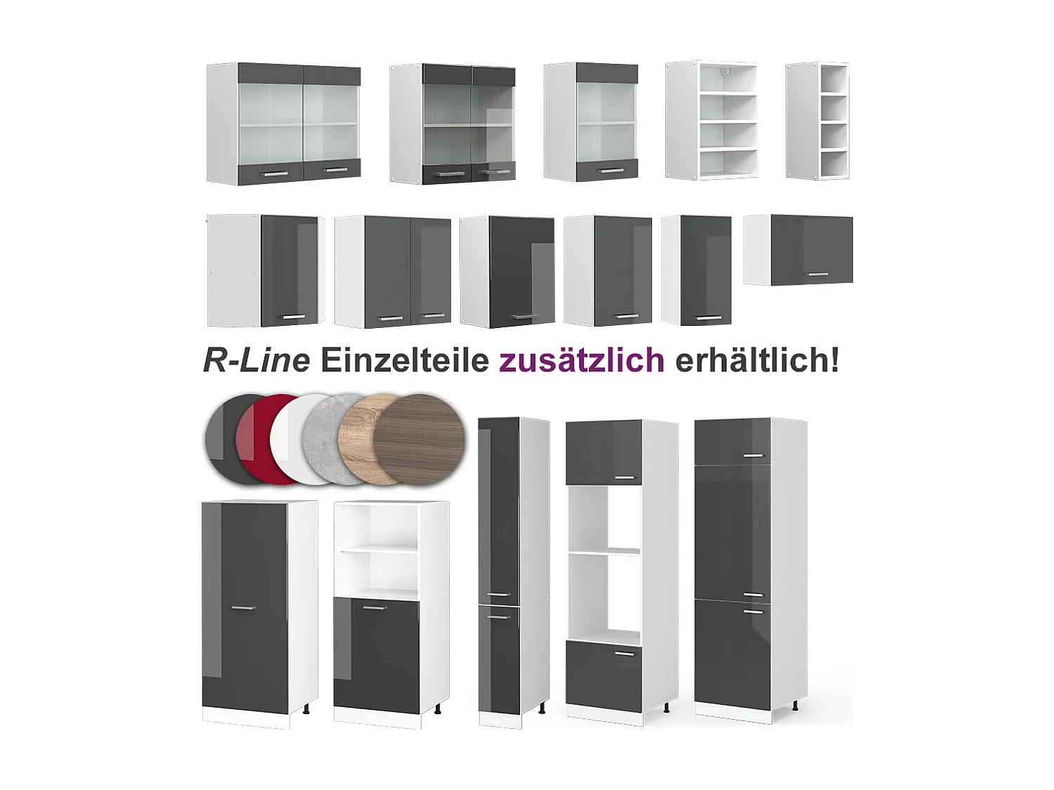 Cuisine dangle anthracite brillant/blanc 270x60x81.6 rick